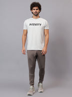 Model wearing Athfuel Drift Joggers for workout and everyday comfort – Dust Brown