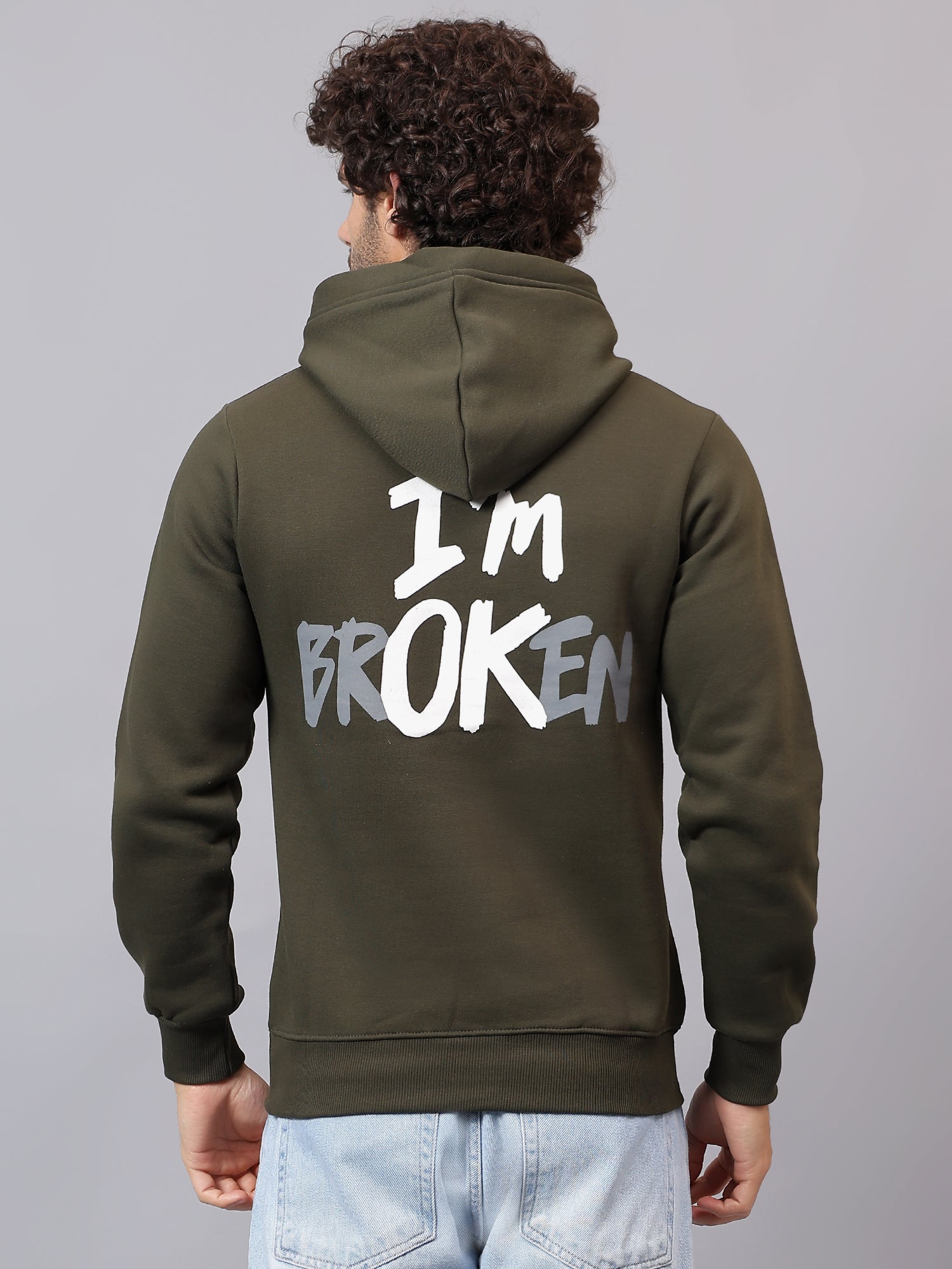 Athfuel “I’m OK” hoodie featuring premium modern graphic print on the back in Dark Green