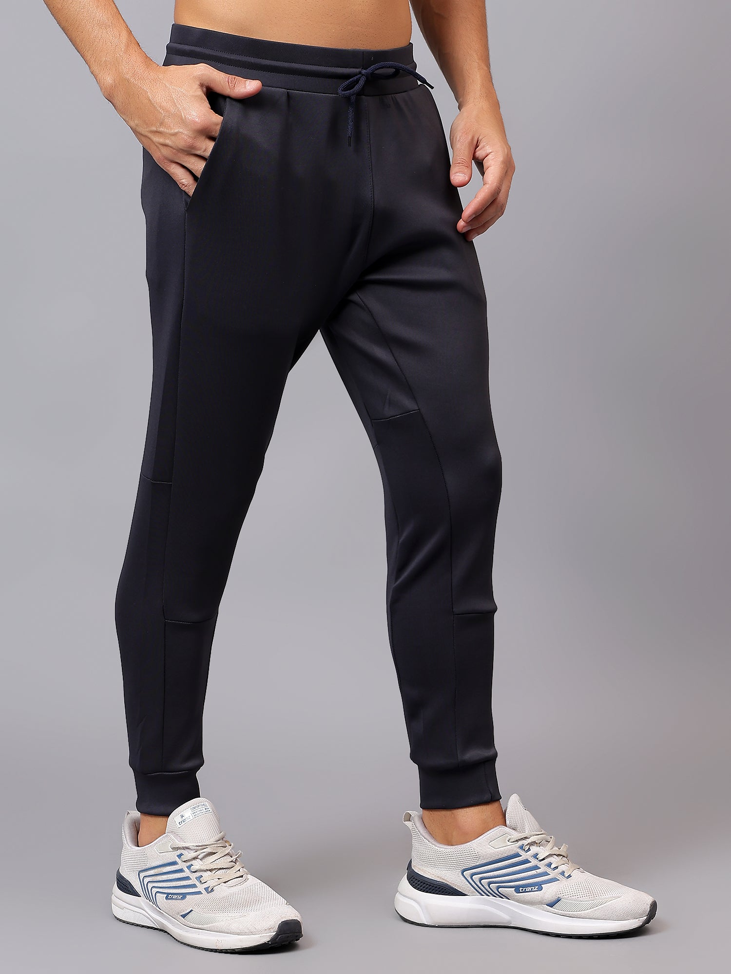 Side profile of Athfuel Drift Joggers suitable for workouts and movement – Blue