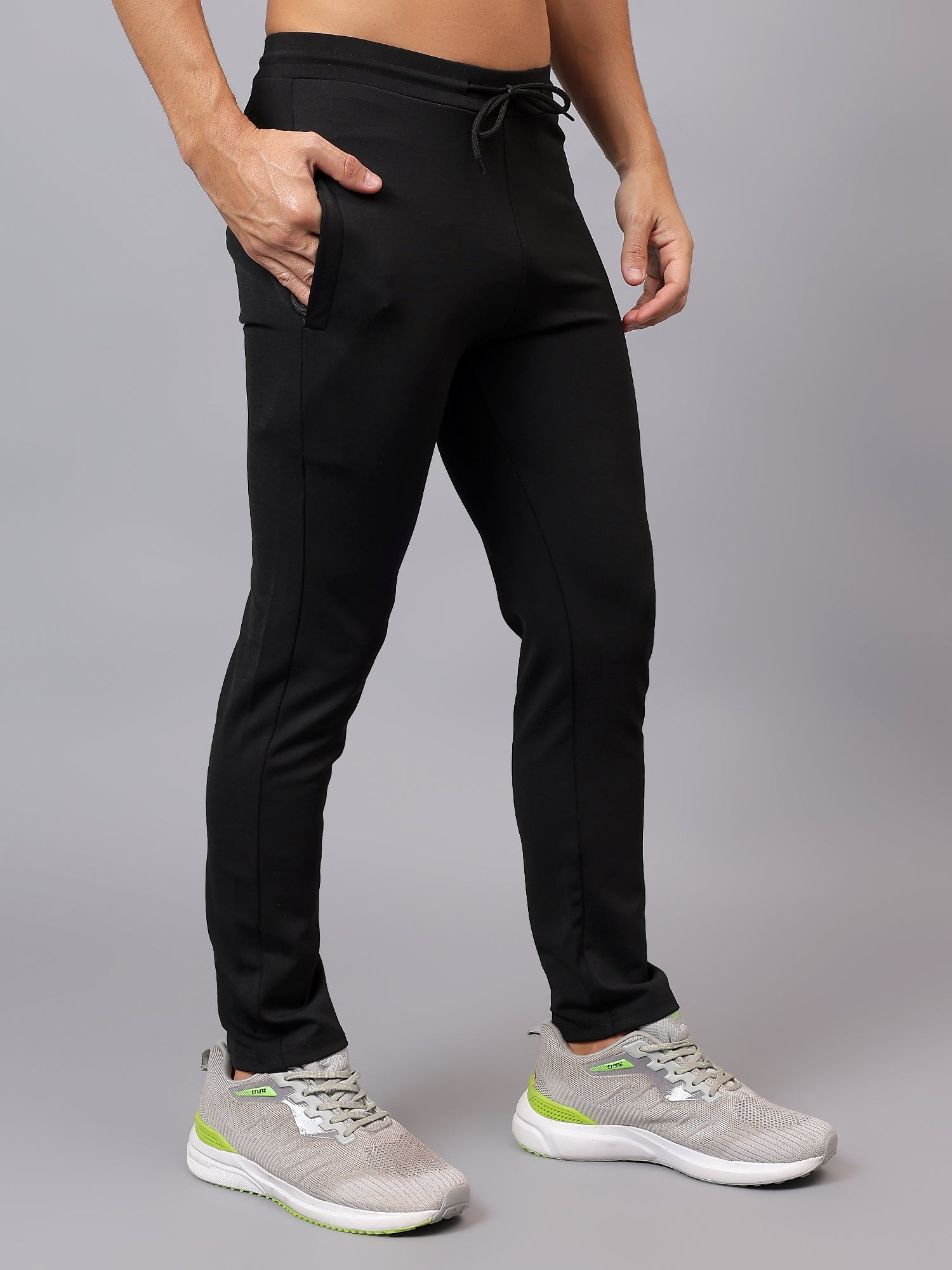 Side profile of Athfuel Vulcan Trackpants built for movement and workouts – Black