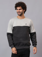 Athfuel Merge two-tone sweatshirt for men and women, front view with clean minimal design in Grey-DarkGrey