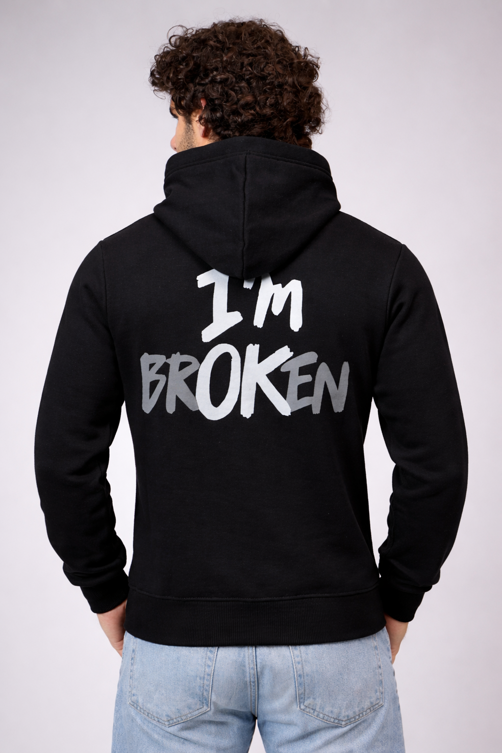 Athfuel “I’m OK” hoodie featuring premium modern graphic print on the back in color Black